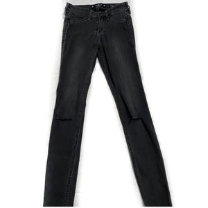 Hollister black washed, knee ripped jeggings